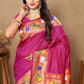 Lorenvalley Fashion Magenta Soft Paithani Silk Woven Design Rich Zari Meenakari Weaving Saree - Swadesiicart