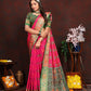 Lorenvalley Fashion Magenta Patola Silk Woven Design with Zari Meenakari Weaving motifs Pallu Saree - Swadesiicart