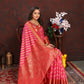 Lorenvalley Fashion Magenta Organza Silk Woven Design with Rich Meenakari Weaving Pallu Saree - Swadesiicart