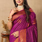 Lorenvalley Fashion Magenta Soft Silk Copper Zari weaving Design Saree - Swadesiicart