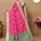 Lorenvalley Fashion Magenta Patola Silk Woven Design with Zari Meenakari Weaving motifs Pallu Saree - Swadesiicart