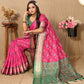Lorenvalley Fashion Magenta Patola Silk Woven Design with Zari Meenakari Weaving motifs Pallu Saree - Swadesiicart