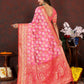 Lorenvalley Fashion Magenta Organza Silk Woven Design with Rich Meenakari Weaving Pallu Saree - Swadesiicart