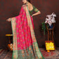 Lorenvalley Fashion Magenta Patola Silk Woven Design with Zari Meenakari Weaving motifs Pallu Saree - Swadesiicart