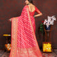 Lorenvalley Fashion Magenta Organza Silk Woven Design with Rich Meenakari Weaving Pallu Saree - Swadesiicart