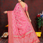 Lorenvalley Fashion Magenta Organza Silk Woven Design with Rich Meenakari Weaving Pallu Saree - Swadesiicart
