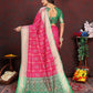Lorenvalley Fashion Magenta Patola Silk Woven Design with Zari Meenakari Weaving motifs Pallu Saree - Swadesiicart