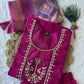 Lorenvalley Fashion Magenta Roman Silk Hand Work Kurta Pant with Dupatta - Swadesiicart