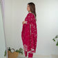Lorenvalley Magenta Rangoli Silk Embroidery Sequence and Jari Work Kurta Trousers with Dupatta Set | Swadesiicart
