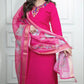 Lorenvalley Fashion Magenta Roman Silk Hand Work Kurta Pant with Dupatta - Swadesiicart
