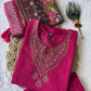 Lorenvalley Fashion Magenta Roman Silk Embroidery Multi Work Kurta Pant with Dupatta - Swadesiicart