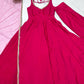 Lorenvalley Magenta Pure Romansilk Chanderi Fabric Yoke Fancy Lace Work Anarkali Kurta Pant With Dupatta Set | Swadesiicart