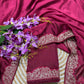 Lorenvalley Fashion Dark Magenta Rangoli Silk with Coding Lace Work Saree with Blouse - Swadesiicart