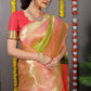 Anaita Green Woven Design Pure Silk Banarasi Saree With Blouse