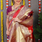 Anaita Red Woven Design Pure Silk Banarasi Saree With Blouse