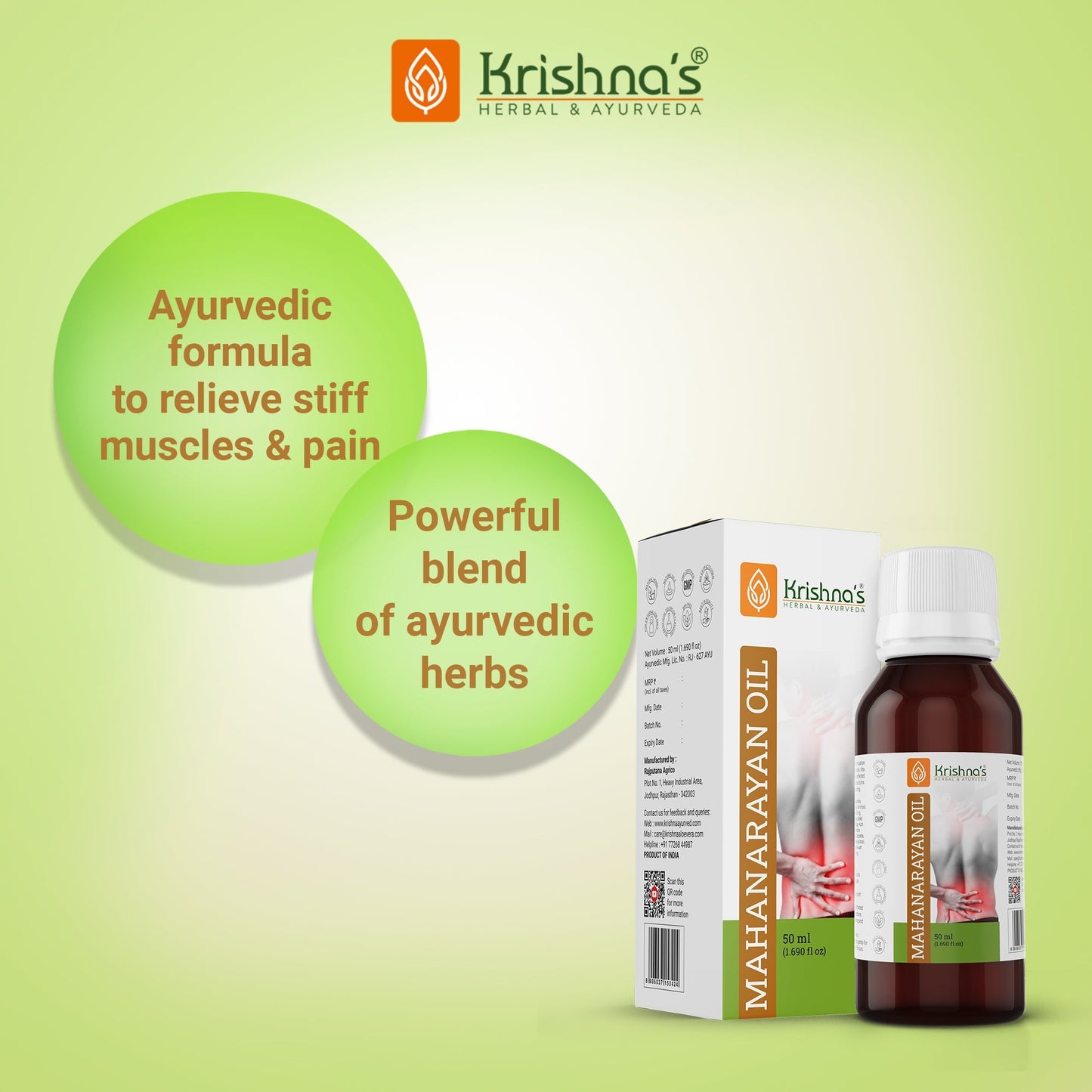 Krishna'S Herbal & Ayurveda Mahanarayan Oil | Swadesiicart