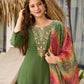 The52 Women's Gorgeous Rayon Embroidery work Straight Kurta with Pant and Dupatta Set - Swadesiicart