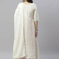 Miravan Women's Beige Embroidered Chikankari Kurta & Dupatta | Swadesiicart
