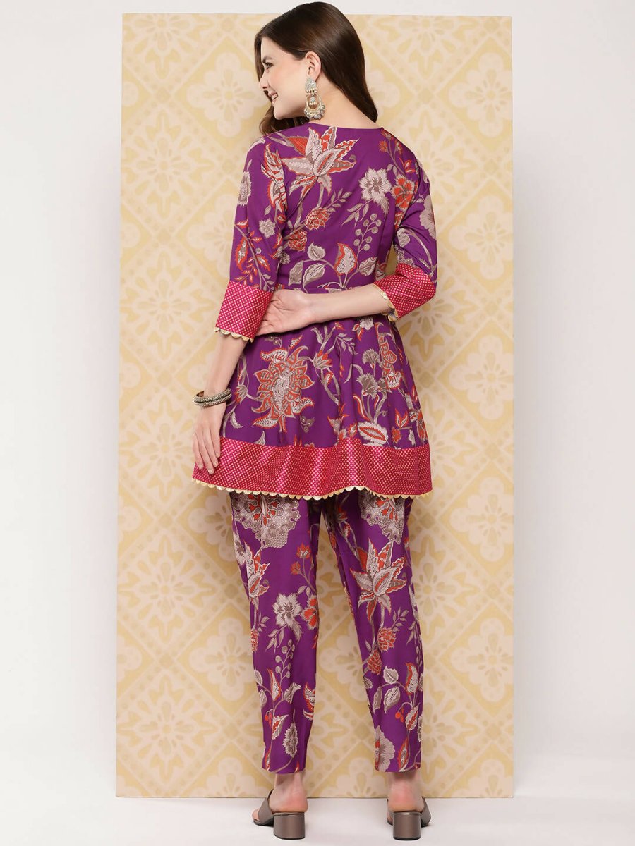 Ahalyaa Women's Traditional Wear Co-ods - Purple | Swadesiicart