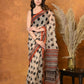 Very Much Indian Handblock Printed Cotton Saree With Natural Dyes - White | Swadesiicart