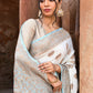 Joban Fashion Light Sky Blue Crepe Chiffon Pure Handloom Banarasi Silk Saree | Swadesiicart