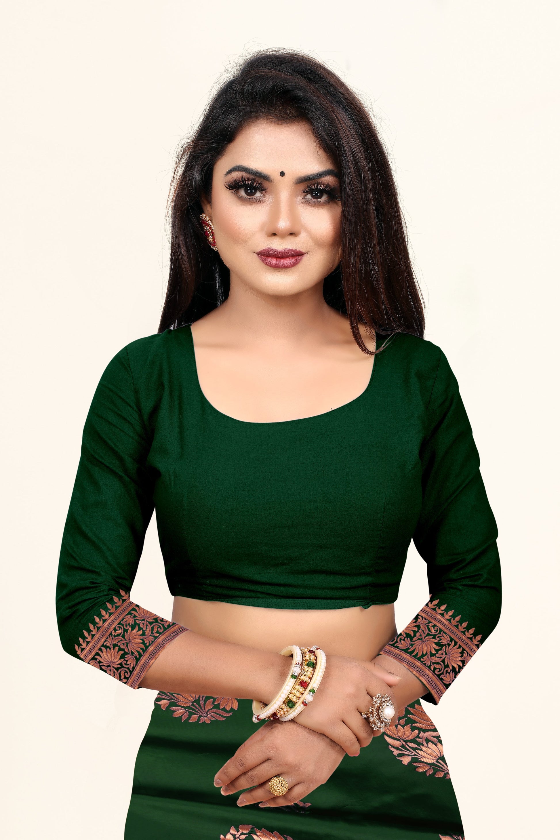 Vedant Vastram Litchi Silk Designer Banarasi Saree - Green | Swadesiicart
