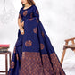 Vedant Vastram Litchi Silk Designer Banarasi Saree - blue | Swadesiicart