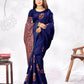 Vedant Vastram Litchi Silk Designer Banarasi Saree - blue | Swadesiicart
