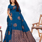 Vedant Vastram Litchi Silk Designer Banarasi Saree - Rama | Swadesiicart