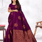 Vedant Vastram Litchi Silk Designer Banarasi Saree - Wine | Swadesiicart