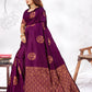 Vedant Vastram Litchi Silk Designer Banarasi Saree - Wine | Swadesiicart