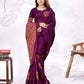 Vedant Vastram Litchi Silk Designer Banarasi Saree - Wine | Swadesiicart