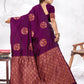 Vedant Vastram Litchi Silk Designer Banarasi Saree - Wine | Swadesiicart
