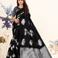 Vedant Vastram Litchi Silk Designer Banarasi Saree - Black | Swadesiicart