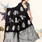 Vedant Vastram Litchi Silk Designer Banarasi Saree - Black | Swadesiicart