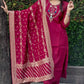 Lorenvalley Fashion Maroon Roman Silk Hand Work Kurta Pant with Dupatta - Swadesiicart
