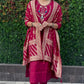Lorenvalley Fashion Maroon Roman Silk Hand Work Kurta Pant with Dupatta - Swadesiicart
