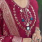 Lorenvalley Fashion Maroon Roman Silk Hand Work Kurta Pant with Dupatta - Swadesiicart