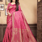 Vedant Vastram Litchi Silk Designer Banarasi Saree - Magenta | Swadesiicart
