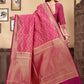 Vedant Vastram Litchi Silk Designer Banarasi Saree - Magenta | Swadesiicart