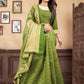Vedant Vastram Litchi Silk Designer Banarasi Saree - Mehndi | Swadesiicart