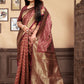 Vedant Vastram Litchi Silk Designer Banarasi Saree - Maroon | Swadesiicart