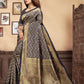 Vedant Vastram Litchi Silk Designer Banarasi Saree - Navy Blue | Swadesiicart