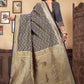 Vedant Vastram Litchi Silk Designer Banarasi Saree - Navy Blue | Swadesiicart