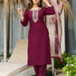 The52 Women's Gorgeous Rayon Embroidery Straight Kurta with Pant And Dupatta Set - Swadesiicart