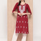 Yufta Maroon Floral Embroidered Pure Cotton Kurta - Swadesiicart