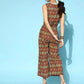 Yufta Maroon Printed Jumpsuit - Swadesiicart