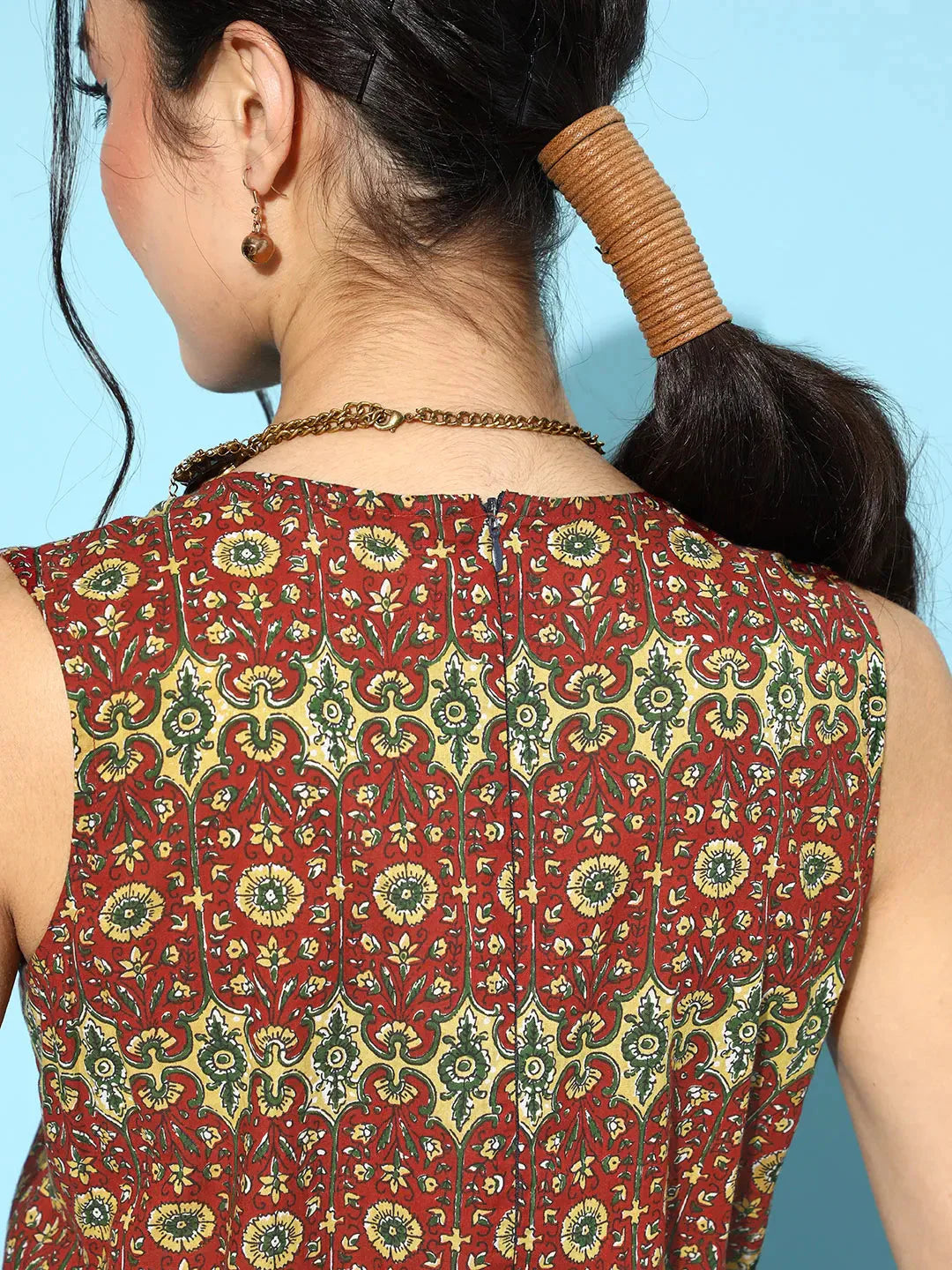 Yufta Maroon Printed Jumpsuit - Swadesiicart