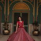 Lorenvalley Maroon Rayon Gota Patti Lace Printed Kali Pattern Lehenga Choli with Dupatta | Swadesiicart