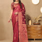 Lorenvalley Fashion Maroon Soft Katan Silk Woven Design Copper Zari Weaving Saree - Swadesiicart